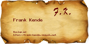 Frank Kende névjegykártya